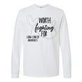 thumbnail image 1 of Inktastic Worth Fighting for White Ribbon, Lung Cancer Awareness Long Sleeve T-Shirt, 1 of 5
