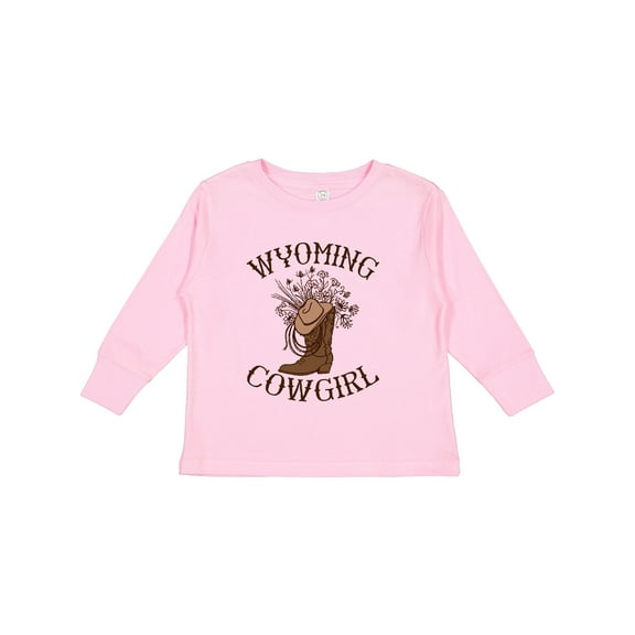 Inktastic Wyoming Cowgirl Western Rodeo Girls Long Sleeve Toddler T-Shirt