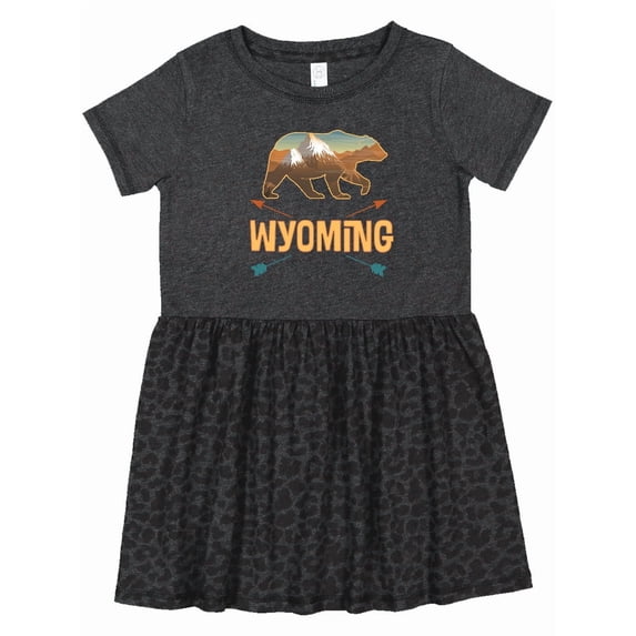 Inktastic Wyoming Vacation Bear Silhouette Girls Toddler Dress