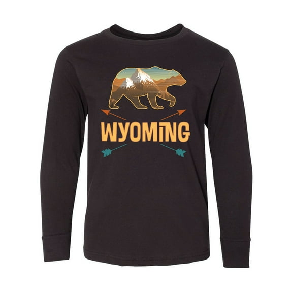 Inktastic Wyoming Vacation Bear Silhouette Long Sleeve Youth T-Shirt
