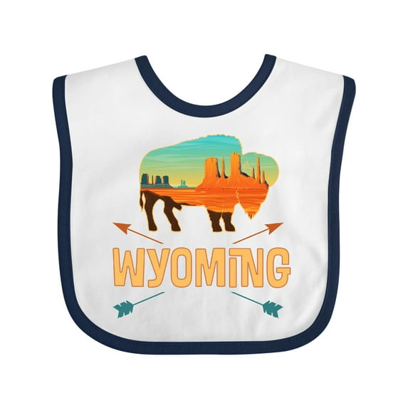 Inktastic Wyoming Vacation Buffalo Silhouette Boys or Girls Baby Bib