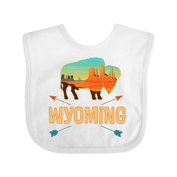 Inktastic Wyoming Vacation Buffalo Silhouette Boys or Girls Baby Bib