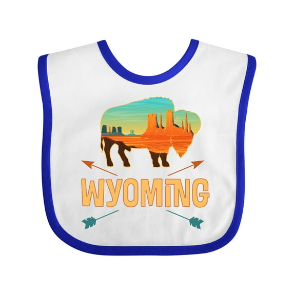 Inktastic Wyoming Vacation Buffalo Silhouette Boys or Girls Baby Bib