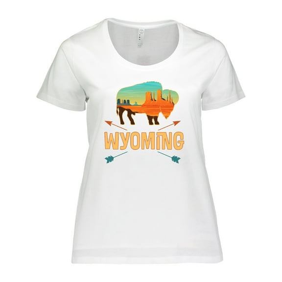 Inktastic Wyoming Vacation Buffalo Silhouette Women's Plus Size T-Shirt