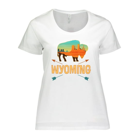 Inktastic Wyoming Vacation Buffalo Silhouette Women's Plus Size T-Shirt