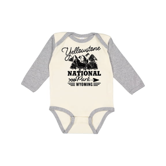Inktastic Wyoming Yellowstone National Park Boys or Girls Long Sleeve Baby Bodysuit