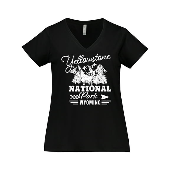 Inktastic Wyoming Yellowstone National Park Women's Plus Size V-Neck T-Shirt