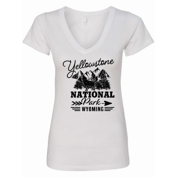 Inktastic Wyoming Yellowstone National Park Women's V-Neck T-Shirt