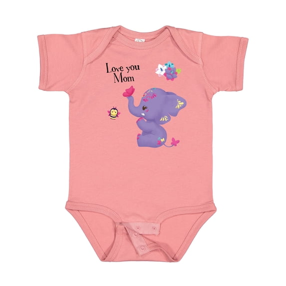 Inktastic Yara Happy Mothers Day Purple Elephant and Bee Gorgeous Girls Baby Bodysuit