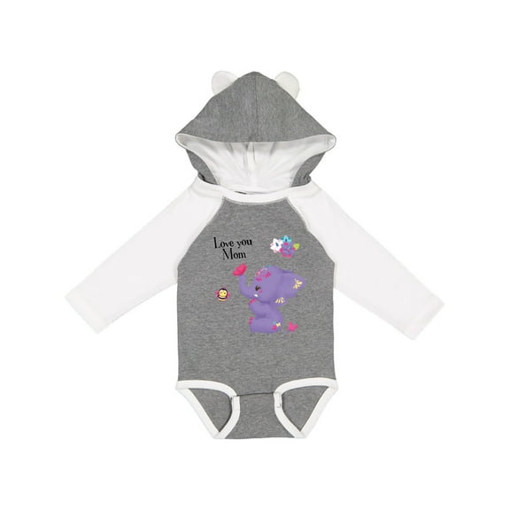 Inktastic Yara Happy Mothers Day Purple Elephant and Bee Gorgeous Girls Long Sleeve Baby Bodysuit