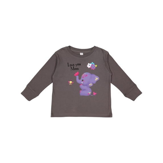 Inktastic Yara Happy Mothers Day Purple Elephant and Bee Gorgeous Girls Long Sleeve Toddler T-Shirt