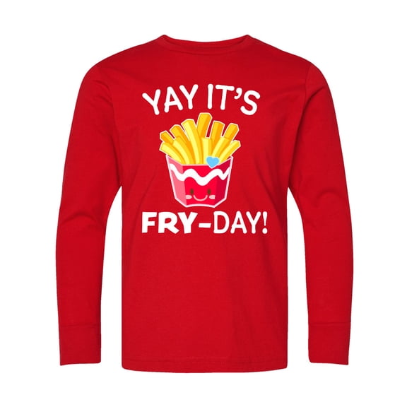 Inktastic Yay Its Fry Day with Cute French Fries Long Sleeve Youth T-Shirt