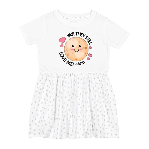 Inktastic Yay They Still Love Me Planet Pluto with Hearts Girls Toddler Dress