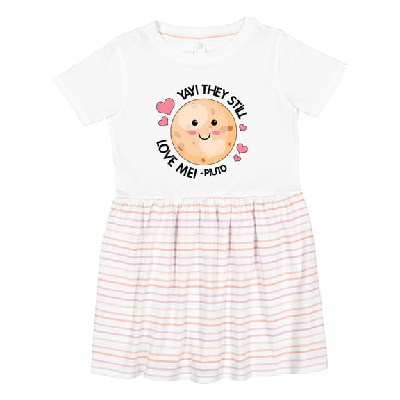 Inktastic Yay They Still Love Me Planet Pluto with Hearts Girls Toddler Dress
