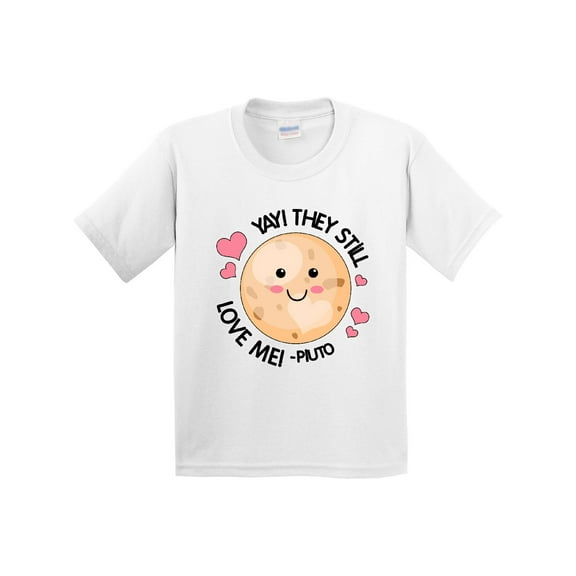 Inktastic Yay They Still Love Me Planet Pluto with Hearts Youth T-Shirt