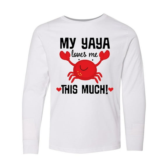 Inktastic Yaya Loves Me Grandson Gift Long Sleeve Youth T-Shirt