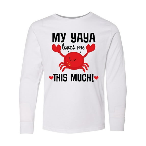 Inktastic Yaya Loves Me Grandson Gift Long Sleeve Youth T-Shirt