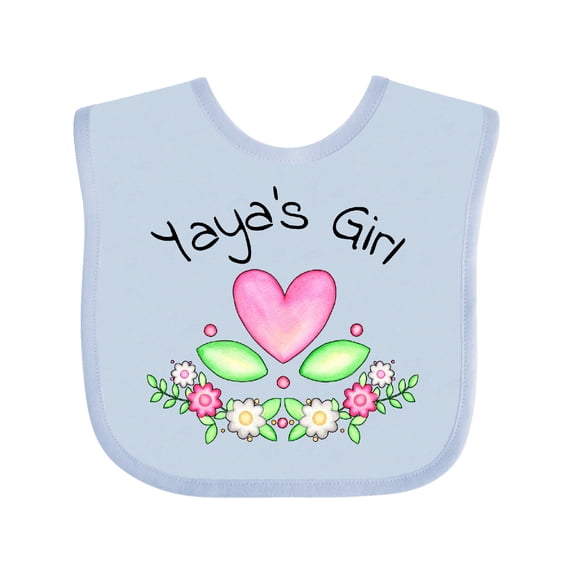 Inktastic Yaya's Girl Heart Flowers Girls Baby Bib