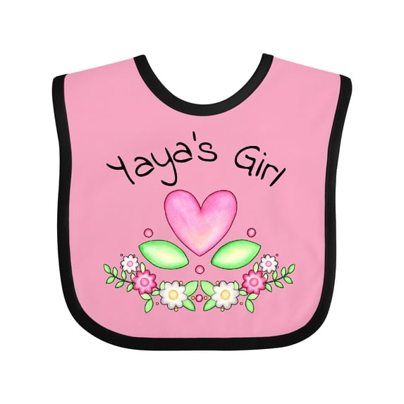 Inktastic Yaya's Girl Heart Flowers Girls Baby Bib