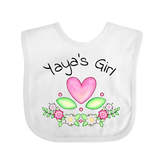Inktastic Yaya's Girl Heart Flowers Girls Baby Bib