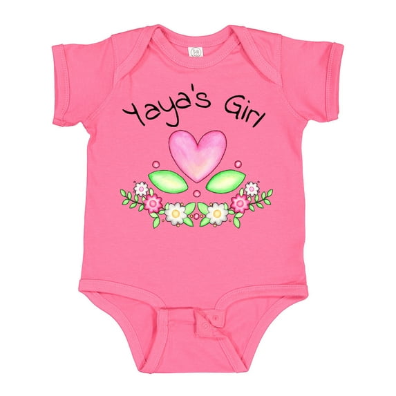Inktastic Yaya's Girl Heart Flowers Girls Baby Bodysuit
