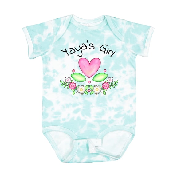Inktastic Yaya's Girl Heart Flowers Girls Baby Bodysuit