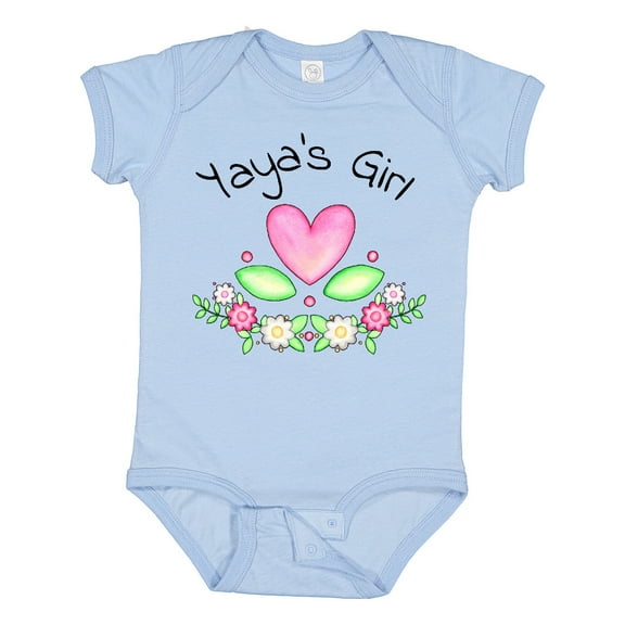 Inktastic Yaya's Girl Heart Flowers Girls Baby Bodysuit