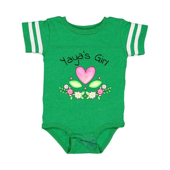 Inktastic Yaya's Girl Heart Flowers Girls Baby Bodysuit