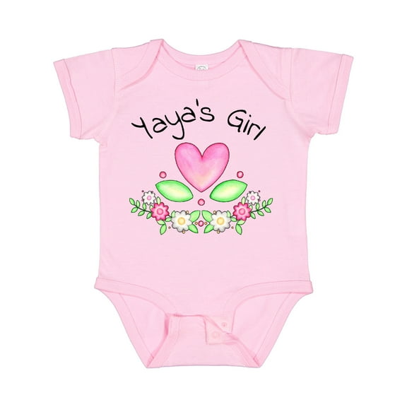 Inktastic Yaya's Girl Heart Flowers Girls Baby Bodysuit
