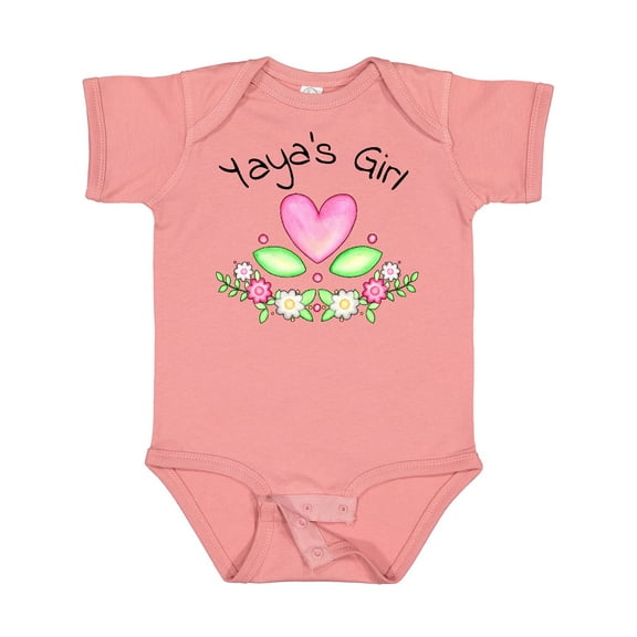 Inktastic Yaya's Girl Heart Flowers Girls Baby Bodysuit