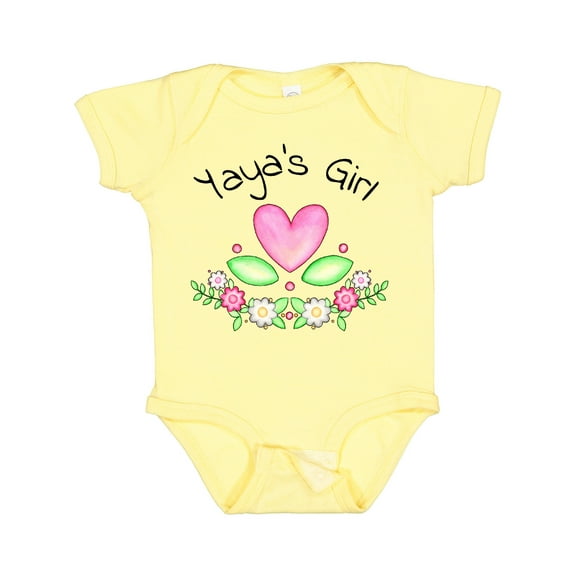 Inktastic Yaya's Girl Heart Flowers Girls Baby Bodysuit