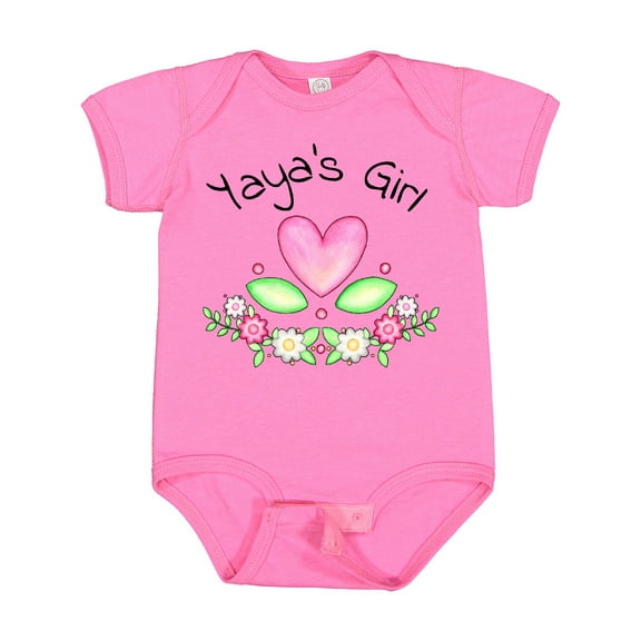 Inktastic Yaya's Girl Heart Flowers Girls Baby Bodysuit