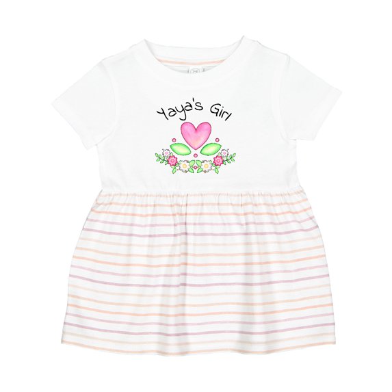 Inktastic Yaya's Girl Heart Flowers Girls Baby Dress