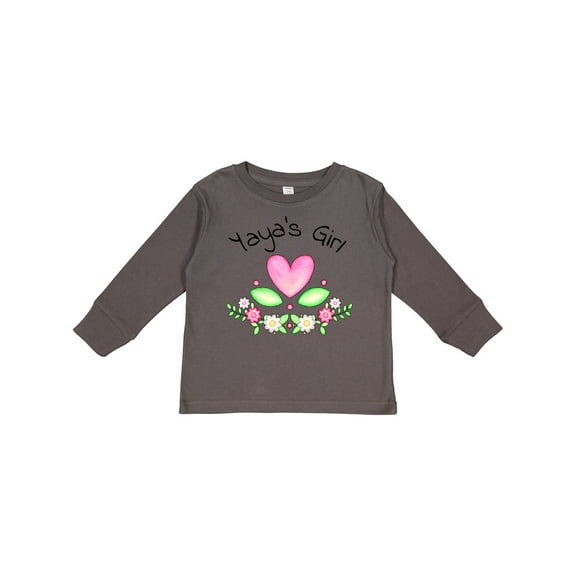 Inktastic Yaya's Girl Heart Flowers Girls Long Sleeve Toddler T-Shirt