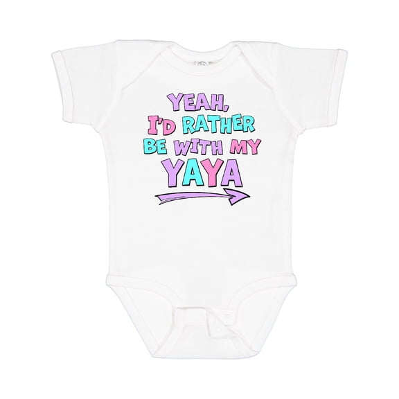 Inktastic Yeah I'd Rather Be with My Yaya in Pink Blue and Purple Boys or Girls Baby Bodysuit