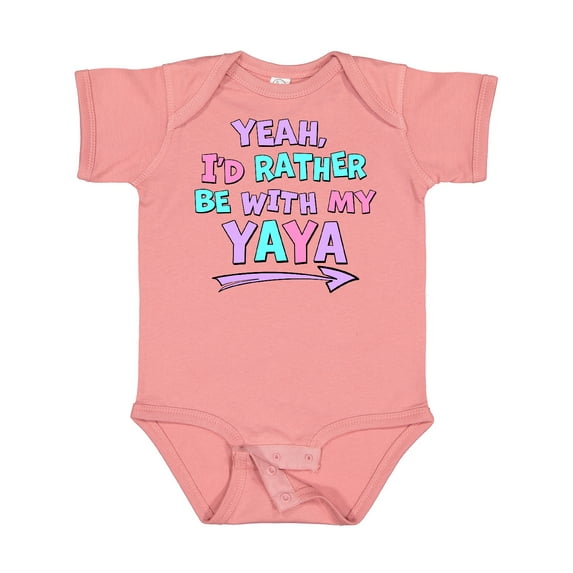 Inktastic Yeah I'd Rather Be with My Yaya in Pink Blue and Purple Boys or Girls Baby Bodysuit
