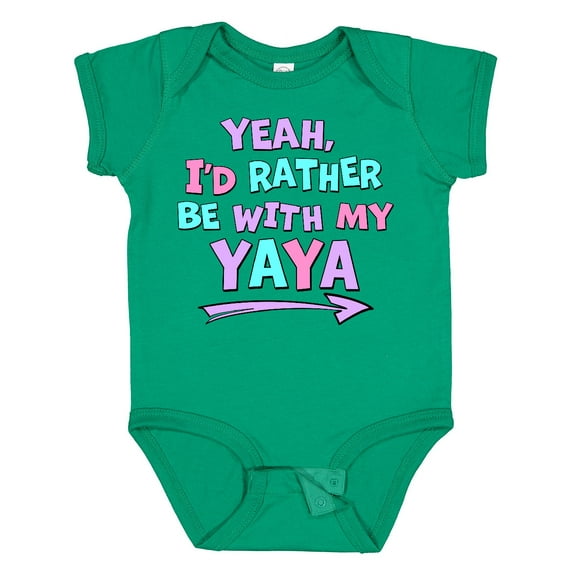 Inktastic Yeah I'd Rather Be with My Yaya in Pink Blue and Purple Boys or Girls Baby Bodysuit