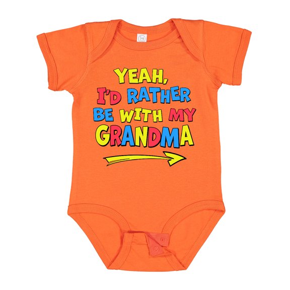 Inktastic Yeah I'd Rather be with My Grandma in Red Yellow and Blue Boys or Girls Baby Bodysuit