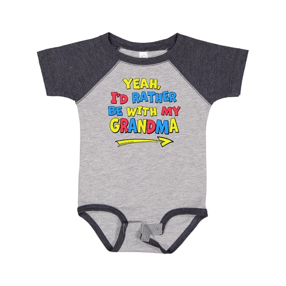 Inktastic Yeah I'd Rather be with My Grandma in Red Yellow and Blue Boys or Girls Baby Bodysuit