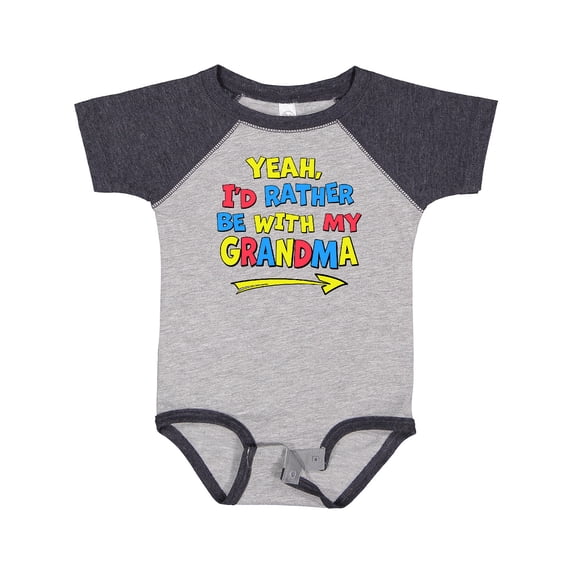 Inktastic Yeah I'd Rather be with My Grandma in Red Yellow and Blue Boys or Girls Baby Bodysuit