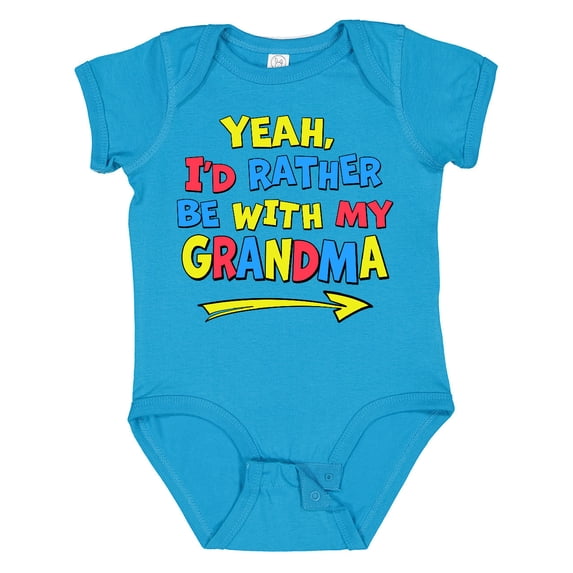 Inktastic Yeah I'd Rather be with My Grandma in Red Yellow and Blue Boys or Girls Baby Bodysuit