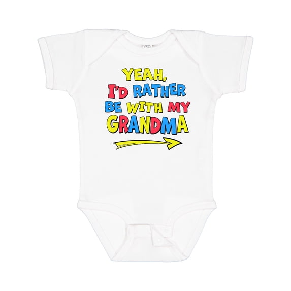 Inktastic Yeah I'd Rather be with My Grandma in Red Yellow and Blue Boys or Girls Baby Bodysuit