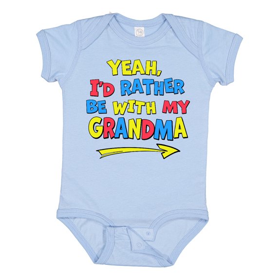 Inktastic Yeah I'd Rather be with My Grandma in Red Yellow and Blue Boys or Girls Baby Bodysuit