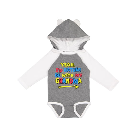 Inktastic Yeah I'd Rather be with My Grandma in Red Yellow and Blue Boys or Girls Long Sleeve Baby Bodysuit