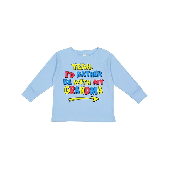 Inktastic Yeah I'd Rather be with My Grandma in Red Yellow and Blue Boys or Girls Long Sleeve Toddler T-Shirt