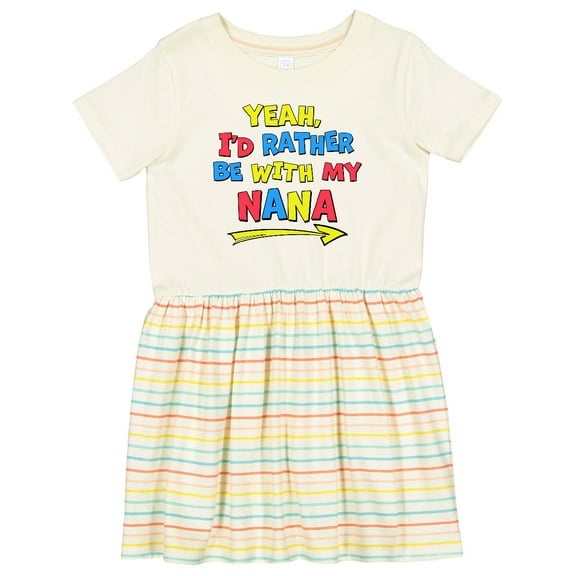 Inktastic Yeah I'd Rather Be with My Nana in Red Yellow and Blue Girls Toddler Dress