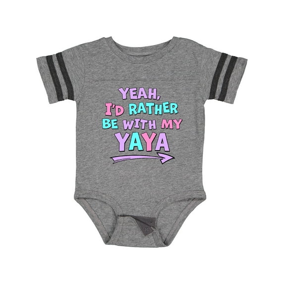 Inktastic Yeah I'd Rather be with My Yaya in Pink Blue and Purple Boys or Girls Baby Bodysuit