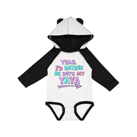 Inktastic Yeah I'd Rather be with My Yaya in Pink Blue and Purple Gift Baby Boy or Baby Girl Long Sleeve Bodysuit
