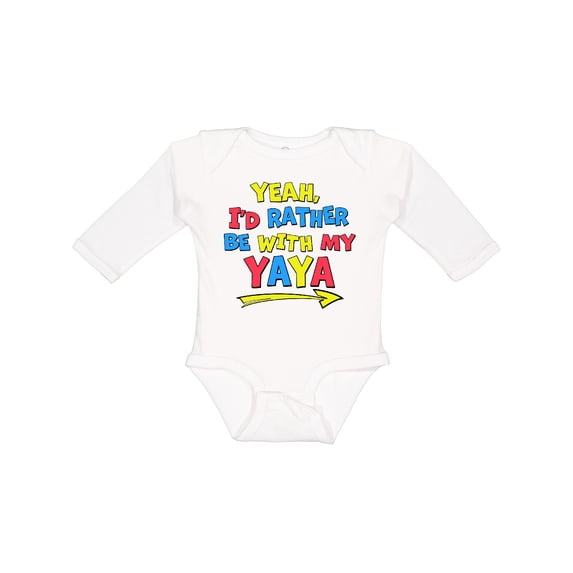 Inktastic Yeah I'd Rather be with My Yaya in Red Yellow and Blue Boys or Girls Long Sleeve Baby Bodysuit