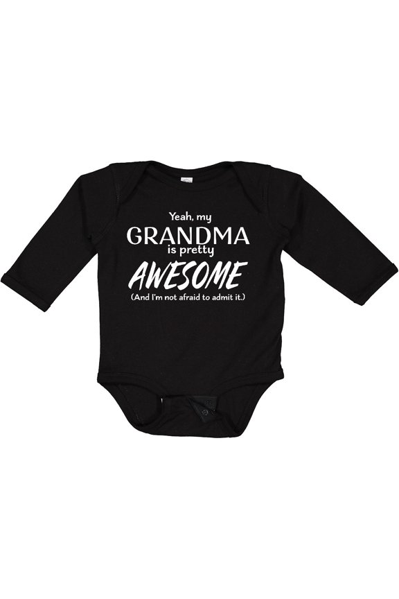 Yeah My Grandma is Pretty Awesome Boys or Girls Long Sleeve Baby Bodysuit